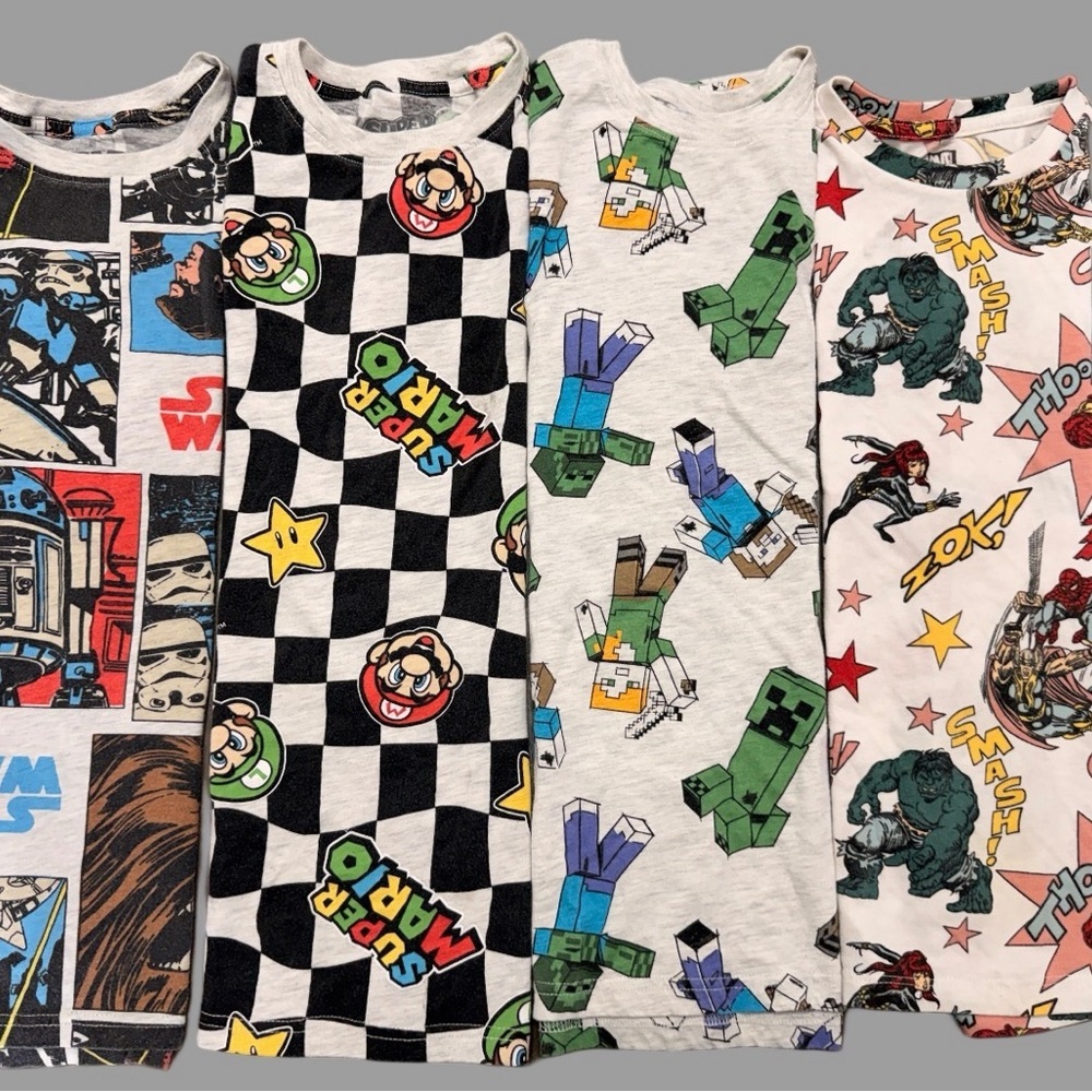 Boys Graphic T-Shirt Bundle | 4 Shirts | Size Large | Good Condition